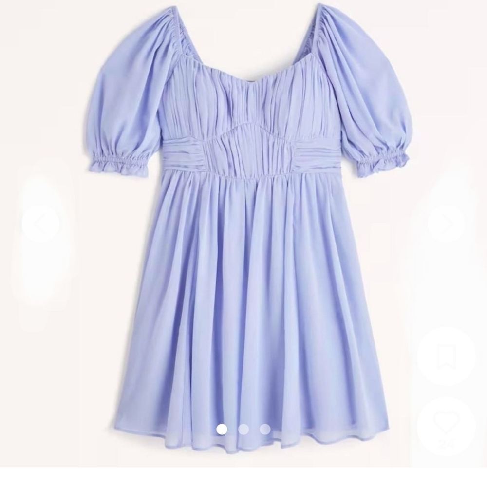 Abercrombie & Fitch Lavender Puff-Sleeve Mini Dress